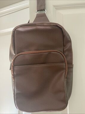 Bugatti Brown Pebble-Texture Sling Backpack